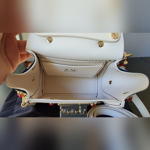 Zac Posen iconic floral appliqué leather Top handle leather crossbody bag- MINI - Picture 4 of 5